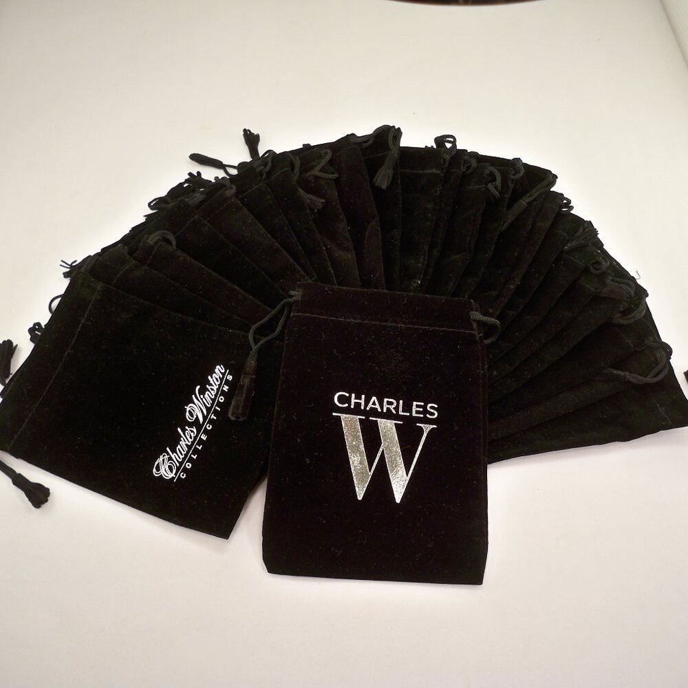 Charles Winston Black Velvet Pull string 24 Jewelry Bags